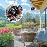 Eagle American Flag Wind Spinner Outdoor, USA 250th Anniversary Wind Chime, 8 Inch 3D Metal Garden Wind Spinner, Stainless Steel Patriotic Yard Hanging Decor Gift