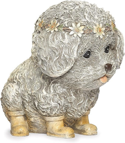 Roman Garden - Dog in Rain Boots Statue, 9H, Pudgy Pals Collection, Resin and Dolomite, Decorative, Garden Gift, Home Outdoor Decor, Durable, Long Lasting