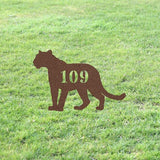 Mountain Lion House Number Sign Yard Address Plaque Garden Lawn Stake Metal Last Name Welcome Family Name Sign Monogram Sculpture for Yard Garden Porch Lawn Grassland Park Farm Flowerpot Decor.