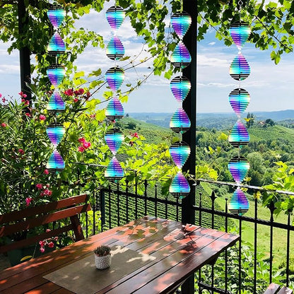 Wind Spinners Outdoor Garden Decor, Metal 3D Reflective Wind Spinner Stainless Steel Hanging Ornament for Outside Patio Garden Yard Porch Decorations, Gifts for Women Men, Colorful