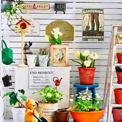 GARDENING BECAUSE MURDER IS WRONG Sign Decorative Signs Funny Metal Yard Signs Women's Garden Gift for Outdoor Patio Porch Decor or Indoor Wall Decor (Color05)
