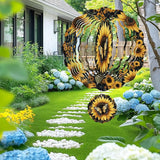 Wind Spinner Hanging Outdoor Decor, 12 Inch 3D Sunflower Butterfly Metal Kinetic Wind Spinners for Garden Yard Patio, Stainless Steel Laser Cut Art Gifts for Women Mother's Day Outdoor Decorations