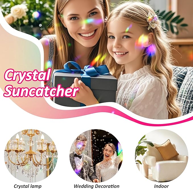 38mm Crystal Suncatcher Prism, 10pcs Multicolor Teardrop Crystals Chandeliers Replacement Pendants Christmas Crystal Ornaments Tree Decorations Birthday Wedding Party Home Decor Gifts (Colour)