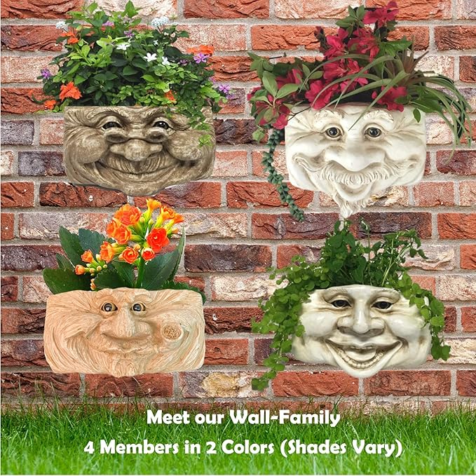 Grandma Violet Stone Wash The Face Statue Tree & Patio Wall Planter