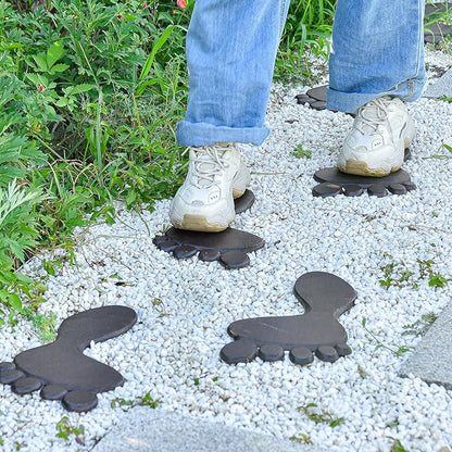 Sungmor Cast Iron Footprint Garden Stepping Stones, Set of 2 Sturdy Metal Left & Right Stepping Mat for Front Door, Outdoor Decorative Paver Mat for Yard Lawn Walkway Landscaping