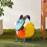 Rustic Arrow Small Round Goat Head, Multicolor