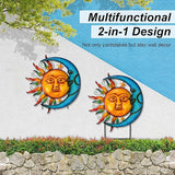 Glitzhome 36.25" H Metal Sun and Moon Garden Stake Decor, Rustic Sun and Moon Yard Art or Antique Wall Decor Outdoor Decorative Garden Decor