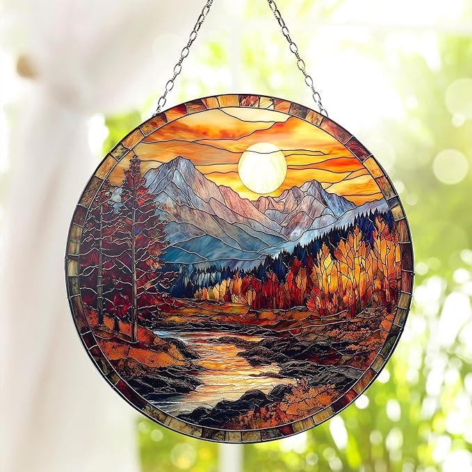 Mountain Range Acrylic Suncatcher Autum Sun Catchers Indoor Windown Suncatchers for Windows Hanging Christmas Suncatchers Window Decor Outdoor