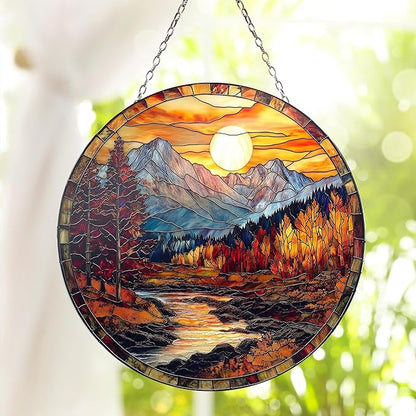 Mountain Range Acrylic Suncatcher Autum Sun Catchers Indoor Windown Suncatchers for Windows Hanging Christmas Suncatchers Window Decor Outdoor