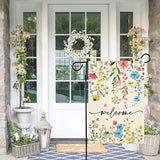 Baccessor Spring Welcome Floral Garden Flag 12.5x18 Inch Double Sided Summer Flower Yard Flag Outside Outdoor Seasonal Burlap Funny Flowers Flags Home Patio Decoration