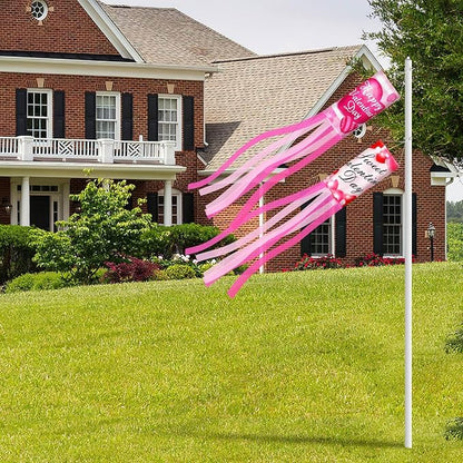 NOVWANG 2 Pieces 40 Inches Valentine's Day Windsock, Valentine Hearts Windsocks Outdoor Hanging Wind Sock for Wedding Anniversary Home Party Yard Garden Patio Decoration