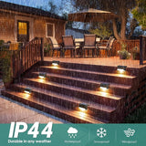 SOLPEX Solar Step Lights Outdoor, 8 Pack Warm White, Black, Waterproof LED Deck Lights for Stair, Balcony, Railing, Front Porch, Yard, Garden and Patio Decor