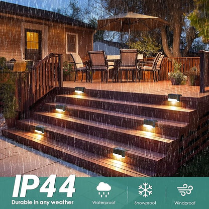SOLPEX Solar Fence Lights Outdoor, Solar Step Lights Waterproof LED Deck Lights for Stair, Balcony, Railing, Front Porch, Yard, Garden and Patio Decor (16 Pack Warm White)