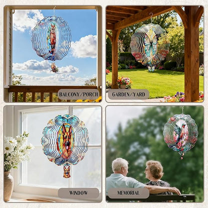 Metal Wind Spinners Outdoor - German Shepherd Gifts for Women Men 3D Stainless Steel Hanging Decor Patio Yard Swivel Sculpture Kinetic Art Ornaments Birthday for Dog Lover