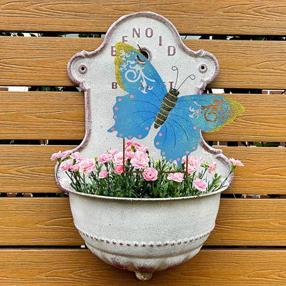 Butterfly Garden Stake Decorative Butterfly Yard Stake, Cute Insect Decor Metal Yard Art Decor Outdoor Garden Decoration for Patio Porch Lawn Pathway Backyard (Blue)