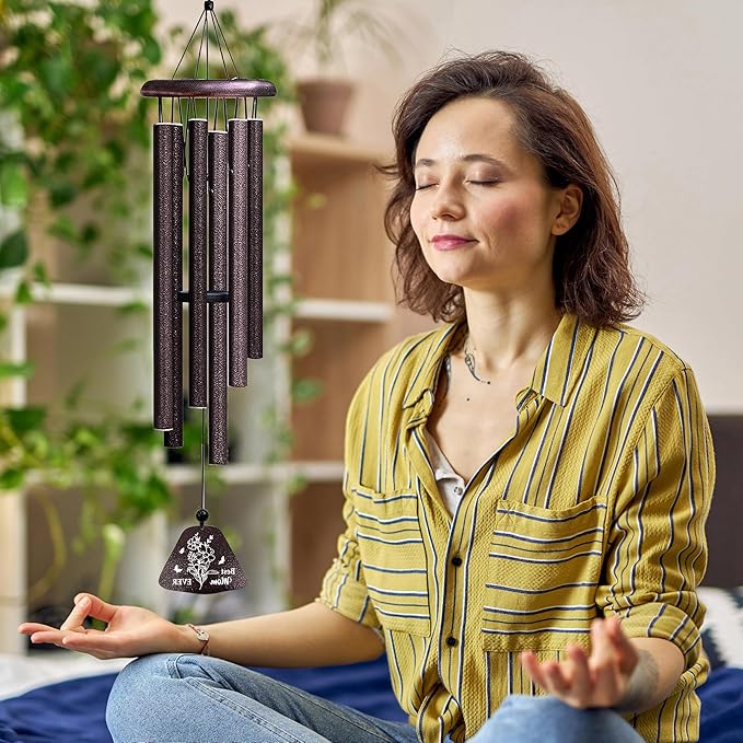 ZANIION Mom Gift Wind Chime 32", Unique Mother Gift for Birthday, Best Mom Ever Presents, Christmas, Mother's Day, B-Day, Decoration Present Ideas Wind Bell