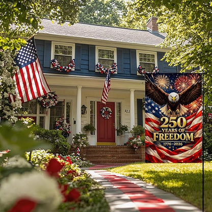 4th of July Decorations - 250th Anniversary Garden Flag | 250 Years of Freedom Patriotic Banner, Fourth of July Accessories for Garden Yard Porch Patio Lawn Outdoor Outside Decor