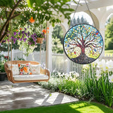 Stained Glass Window Hanging, Colorful Tree of Life Sun Catchers for Window Door Garden Kitchen Home Decor Suncatcher Decoration for Birthday Gift for Women, Men, Mom, Dad, Wife, Aunt and Nana 6.3 in