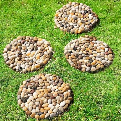 Garden Stepping Stones Outdoor Round River Stone Decorative Nature River Rocks for Landscaping Outside Walkway Patio Yard Garden Pathway (9in 6pcs Pack)
