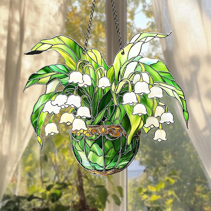 Lily of Valley Acrylic Suncatcher Window Decor Hanging Ornaments for Windows, Walls, Gardens, Holidays