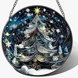8-Inch Starry Christmas Tree Suncatcher Ornament: Stained Glass Window Hanging & Decor, Sun Catchers Indoor Window — Gift for Christmas, Holiday Present Idea, Gifts Exchange, Gift Idea