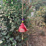 Bird Song Bell Wind Chime, Ceramic Cardinal Fashion Hanging Windchimes for Rustic Music Garden Backyard Church Decoration Porch Outside Outdoor Festival Memorial Gift Witness Friendship (Red)