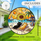 Cat Stained Glass Suncatcher Window, Cat Sun Catchers Indoor Window, Suncatcher for Mom/Women (Black & Orange)