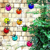 Surakey Metal Garden Decor for Outside Cute Ladybugs Yard Art Lawn Ornaments Wall Sculptures & Statues Iron Ladybug Wall Decoration Outdoor Fence Decorations for Patio Park (Red)