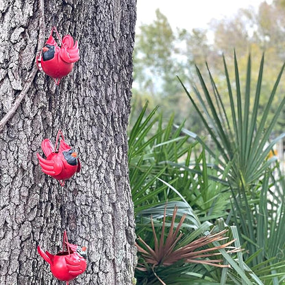 Things2Die4 85-Inch Metal Rain Chain with 7 Three-Dimensional Red Cardinal Birds, Rustic Brown Finish, Weighted Bell at Bottom, Decorative Downspout Alternative for Outdoor Garden or Patio Décor