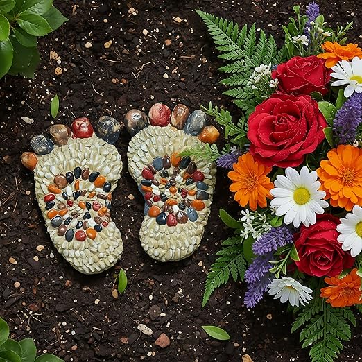 Outdooor Stepping Stones - Decorative Garden Stones for Patio, Deck, Garden or Sidewalk Faux Cobblestone Stepping Stones (Set of 2#B