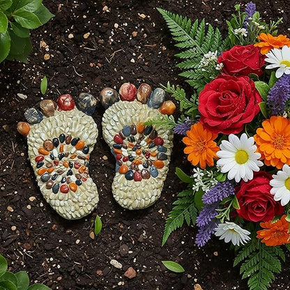 Outdooor Stepping Stones - Decorative Garden Stones for Patio, Deck, Garden or Sidewalk Faux Cobblestone Stepping Stones (Set of 2#B