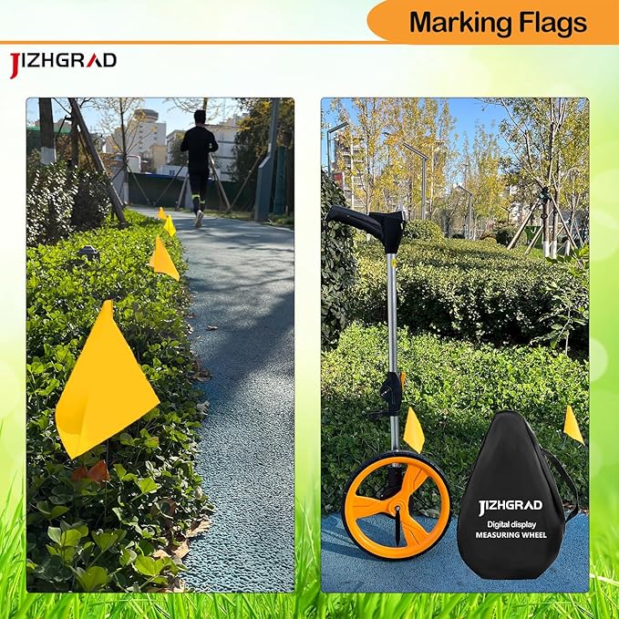 50Pack Yellow Marking Flags, JIZHGRAD 13x4x5 Inch Marker Flags Use for Yard & Lawn, Boundary & Dog Training, Survey & Landscape, Sprinkler & Surveyor, Garden & Construction, High Visibility, Sturdy, Versatile, UV & Weather Resistant