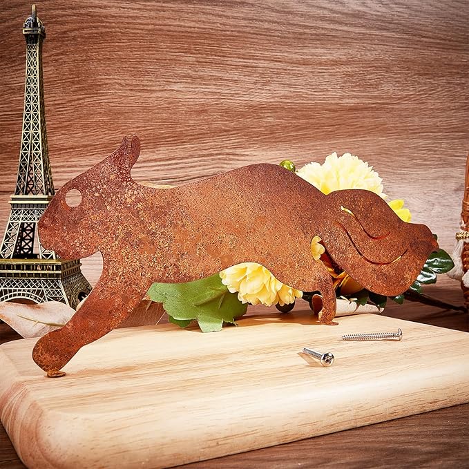 CREATCABIN Metal Rusty Running Squirrel to Screw in Wood Rust Silhouette Squirrel Decor Art Ornament Exquisite Animal Sculpture Tree Stake Decoration for Home Garden Yard Outdoor 11.81 x 3.94inch