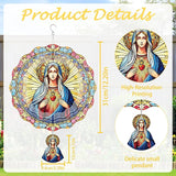 Hanging Wind Spinners Outdoor, 3D Kinetic Metal Wind Spinner with Virgin Mary Sacred Heart Design for Garden Yard Decor, Catholic Gifts for Women Sympathy Memorial