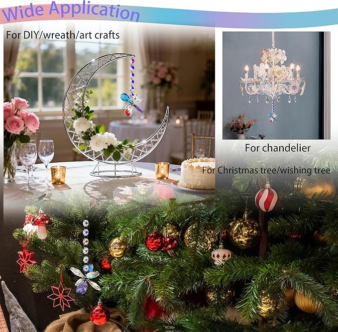 Flower Petal Crystal Suncatcher Hanging Crystals for Windows Sun Catcher Chandelier Lamp Tree Decor, Crystal Glass Ornaments (P-B)