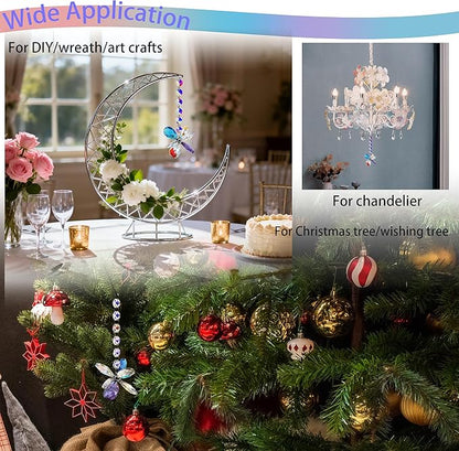 Flower Petal Crystal Suncatcher Hanging Crystals for Windows Sun Catcher Chandelier Lamp Tree Decor, Crystal Glass Ornaments (P-B)