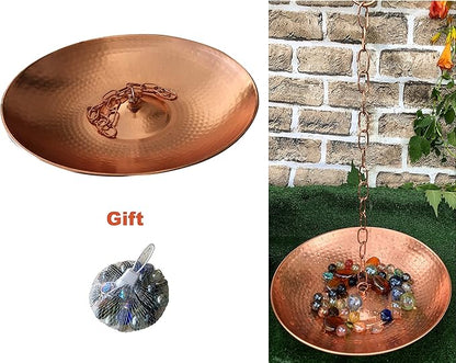 Pure Copper Hammered Anchoring Basin, Pure Copper, 11 inch Diameter and 2 inch High. Enclude a free bag of colorful glass bead