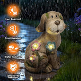 Smadeer Solar Dog Garden Statue with Light, Cute Outdoor Dog Decoration for Yard, Patio, Lawn Balcony, Animal Figurines Housewarming Gardening Gift, Crafted Gifts for Mom Women
