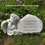 Personalized Memorial Garden Stones Engraved with Any Message, Custom Angel Gravestones Tombstones Memorial Gifts Symapthy Gifts for Loss of Loved Ones Mom Dad