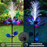 Solar Hummingbird Wind Spinners, Solar Firework Lights Garden Décor, Metal Lotus Flower Windmill Colour Changing Optical Fiber Lights Yard Decoration, Outdoor Wind Sculpture for Lawn Patio,Balcony