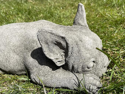 French Bulldog Stone Garden Statue | Reconstituted Outdoor Puppy Dog Lawn Ornament - Made in UK