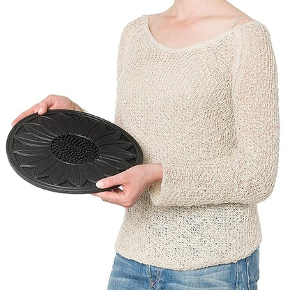 HF by LT Rubber Medallion Garden Stepping Stone, 11-3/4 inches, Black, Set of 3