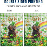 Chocolate Lab St Patricks Day Garden Flag Labrador Dog St Patrick's Day Yard Flags for Outside 12x18 Double Sided Buffalo Plaid Shamrock Flag Small Outdoor Rainbow St Patrick's Decor