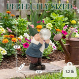 Solar Garden Gnome Statue with Light-Up Bubble, Whimsical Outdoor Decor Figurine with LED Fairy Lights for Patio, Lawn, Yard Art - Unique Waterproof Resin Gardening Gift