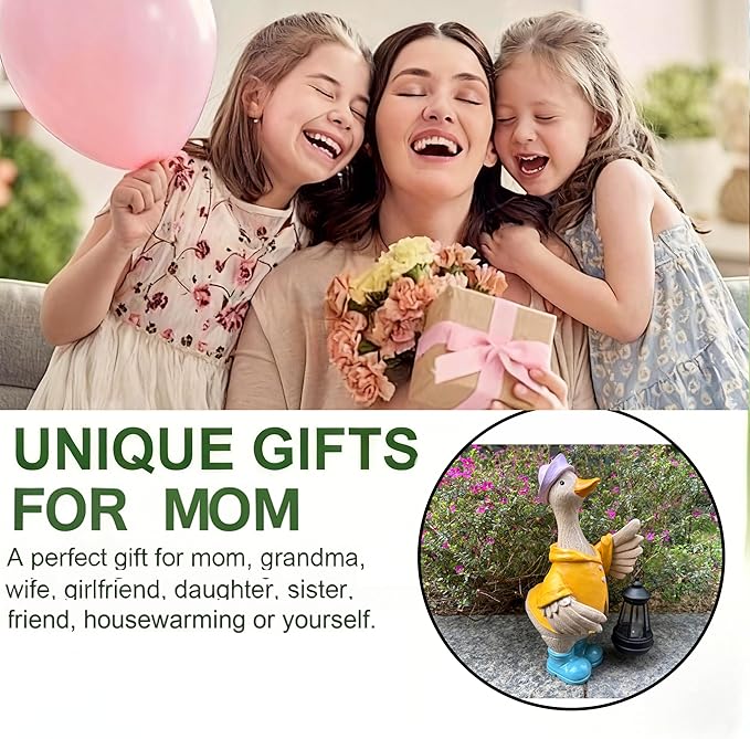 IVCOOLE Solar-Powered Goose Statue – Outdoor & Garden Resin Goose Decor for Porch, Patio, Lawn, Yard with Solar Lantern – Ideal Gift for Moms, Grandmas, Gardening Lovers & Housewarming Celebrations