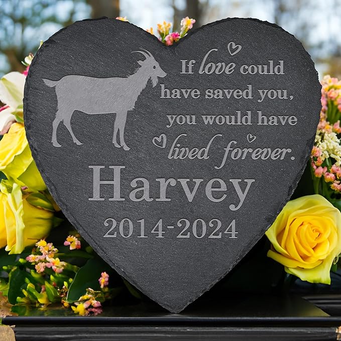 Goat Memorial Stone - Goat Memorial Gifts - Pet Loss Gift - Loss of Goat - Heart