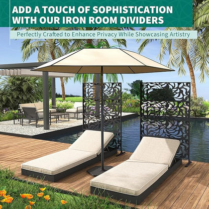 GarveeLife Decorative Metal Garden Fence Panels, Black Outdoor Scroll Design Border for Yard, Flower Bed, Patio & Pool, Rust-Proof & Easy Snap-Together Installation, Flower