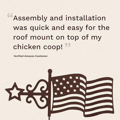 EZ Vane Steel USA Flag Weathervane 21” Height, Includes Metal Roof Mount, Wind Cups & Brackets | Hand-Crafted and Family-Owned, Made in The USA with Triple Powder Coating, Limited