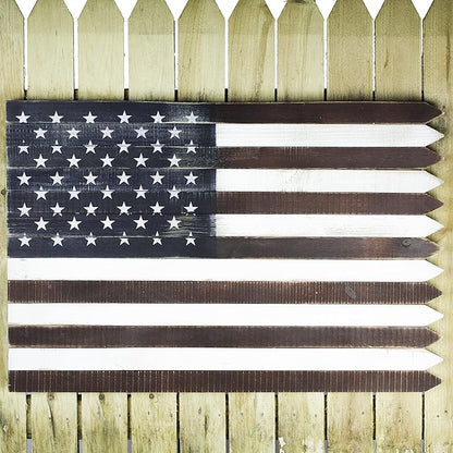 Wooden American Flag Sign Wall Décor, (36" x 24") Rustic Farmhouse Decoration, Outdoor/Indoor - Backyard Expressions