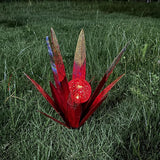 Tequila Rustic Sculpture, Metal Agave Statues Garden Hand Painted Decor for Yard Lawn Patio, Home Outdoor Courtyard Decoration with Solar Light Hollowed Leaves, Ornament Gifts (Red, Size)